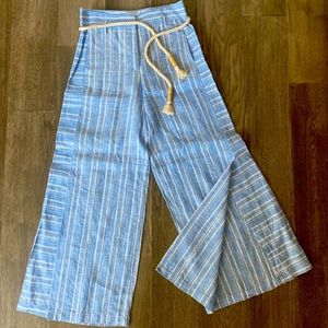 Anthropologie • ETT TWA • Striped Blue Linen Pants • Size 4